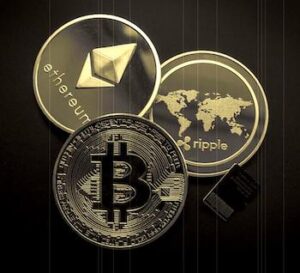 Bitcoin, Ethereum and Ripple coins