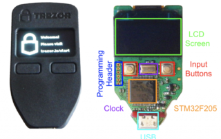 Opened Trezor device